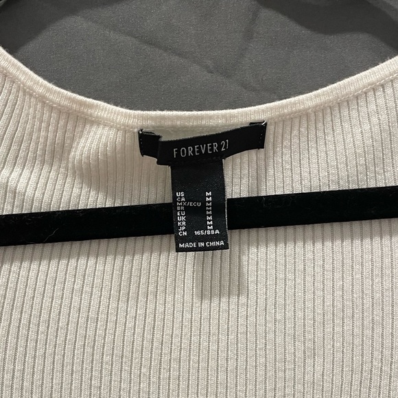 Forever 21 Tie-Waist Sweater Dress Ribbed Slit BodyCon Long Sleeved Cream M - Picture 5 of 10